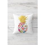 Pelangi Renkli Ananas Parçaları Çift Tarafı Baskılı Gizli Fermuar Yastık Kılıfı Kırlent Koltuk Yastık Kılıfı, beyaz-pembe-sarı 45 x 45, 24691104245451