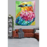 Pelangi Renkli Saka Kuşu Leke Tutmaz Kumaş Duvar Örtüsü Duvar Halısı Tapestry PNTR058, 140 x 230