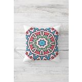 Pelangi Renkli Yıldız Desen Mandala Çift Tarafı Baskılı Gizli Fermuarlı Yastık Kılıfı Kırlent Yastık Kılıfı, mavi-yeşil-beyaz 45 x 45, 2469181645451