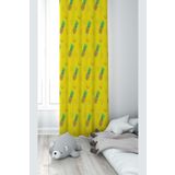 Pelangi Sarı Ananas Desenli Dijital Baskı Yıkanabilir Bebek Çocuk Odası Fon Perdesi, sarı 70 x 200