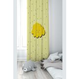 Pelangi Sarı Bulut Desenli Dijital Baskı Yıkanabilir Bebek Çocuk Odası Fon Perdesi, sarı 140 x 240
