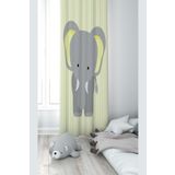 Pelangi Sarı Fil Desenli Dijital Baskı Yıkanabilir Bebek Çocuk Odası Fon Perdesi, sarı 70 x 240