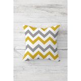 Pelangi Sarı Gri Beyaz Zigzag Çift Tarafı Baskılı Gizli Fermuarlı Yastık Kılıfı Kırlent Koltuk Yastık Kılıfı - 45 x 45 cm - Renkli