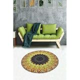 Pelangi Sarı Siyah Jüt Hasır Kilim, Sarı 160 x 160