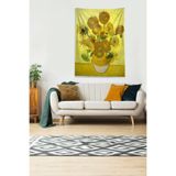 Pelangi Sarı Van Gogh Sunflower Leke Tutmaz Kadife Kumaş Duvar Örtüsü Duvar Halısı Tapestry DWLL309, 140 x 140