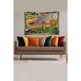 Pelangi Sarı-Yeşil Mushroom Mantar Desenli Leke Tutmaz Kadife Kumaş Duvar Örtüsü Duvar Halısı Tapestry YWLL373, 35 x 50