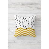 Pelangi Sarı Zigzag Desenli Çift Tarafı Baskılı Gizli Fermuarlı Yastık Kılıfı Kırlent Koltuk Yastık Kılıfı, beyaz-siyah-sarı 45 x 45, 24691236745451