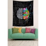 Pelangi Sayısal Ve Sosyal Sağ Sol Beyin Leke Tutmaz Kumaş Duvar Örtüsü Duvar Halısı Tapestry PNTR165, 140 x 140