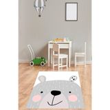 Pelangi Sevimli Ayı Desenli Halı Dijital Baskı Yıkanabilir Kaymaz Taban Leke Tutmaz Çocuk Odası Halısı, Gri-Beyaz 160 x 250