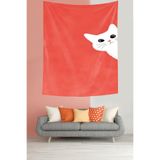 Pelangi Sevimli Şaşkın Kedi Leke Tutmaz Kumaş Duvar Örtüsü Duvar Halısı Tapestry PNTR096, 70 x 70