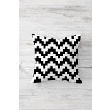 Pelangi Siyah Beyaz Zigzag Desen Çift Tarafı Baskılı Gizli Fermuarlı Yastık Kılıfı Kırlent Yastık Kılıfı, beyaz-siyah zigzag 45 x 45, 24691317645451