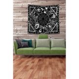 Pelangi Siyah Burç Desenli Leke Tutmaz Kadife Kumaş Duvar Örtüsü Duvar Halısı Tapestry KWLL349, 70 x 70