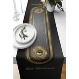 Pelangi Siyah Eid Mubarak Ramazan Temalı Leke Tutmaz Kumaş Salon Mutfak Masa Değişik Ranır Modelleri Runner, Siyah-Kahve 40 x 140
