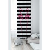 Pelangi Siyah Flamingo Desenli Dijital Baskı Yıkanabilir Bebek Çocuk Odası Fon Perdesi, fuşya-siyah 140 x 240