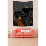 Pelangi Siyah Kadın Ve Erkek Leke Tutmaz Kumaş Duvar Örtüsü Duvar Halısı Tapestry PNTR277, 140 x 140