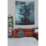 Pelangi Siyah Korsan Gemisi Leke Tutmaz Kumaş Duvar Örtüsü Duvar Halısı Tapestry PNTR547, 35 x 50