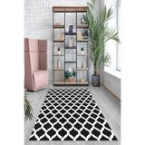 Pelangi Siyah Kupa Desenli Yıkanabilir Kaymaz Taban Leke Tutmaz Modern Salon Halısı Ve Yolluk, Siyah 160 x 250
