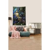 Pelangi Siyah Vadide Melek Leke Tutmaz Kadife Kumaş Duvar Örtüsü Duvar Halısı Tapestry DWLL385, 140 x 140