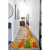 Pelangi Sonbahar Yaprak Desenli Dijital Baskı Yıkanabilir Modern Salon Halı Ve Yolluk, Kahverengi-Turuncu 80 x 400, 955539011804007