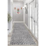 Pelangi Taş Döşeme Desenli Modern Dijital Baskı Yıkanabilir Kaymaz Taban Salon Halı ve Yolluk, Gri 80 x 200, 955523011802007