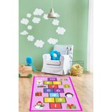 Pelangi Tavşan Desen Seksek Halı Dijital Baskı Yıkanabilir Kaymaz Taban Leke Tutmaz Eğitici Çocuk Halısı, Pembe-Mor 100 x 150