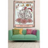 Pelangi The Lovers Yazılı Sevgili Kurukafalar Leke Tutmaz Kumaş Duvar Örtüsü Duvar Halısı Tapestry PNTR064, 70 x 70
