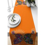 Pelangi Turuncu Kelebek Renkli Mandala Baskılı Leke Tutmaz Salon Mutfak Masa Değişik Ranır Modelleri Runner, Turuncu 40 x 140