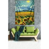 Pelangi Van Gogh Ayçiçeği Tarlası Leke Tutmaz Kumaş Duvar Örtüsü Duvar Halısı Tapestry GOGH020, 140 x 140