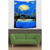 Pelangi Van Gogh Huzurlu Gece Leke Tutmaz Kumaş Duvar Örtüsü Duvar Halısı Tapestry GOGH33, 70 x 70