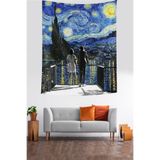 Pelangi Van Gogh Yıldızlı Geceler Rhone Nehri Leke Tutmaz Kumaş Duvar Örtüsü Duvar Halısı Tapestry GOGH013, 100 x 140