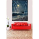 Pelangi Yakamozda Oturan Çift Leke Tutmaz Kadife Dokulu Kumaş Duvar Örtüsü Duvar Halısı Tapestry WLL101, 140 x 230