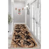 Pelangi Yaprak Desenli Toprak Tonlar Dijital Baskı Kaymaz Taban Yıkanabilir Klasik Salon Halı ve Yolluk, Koyu Açık Kahve 80 x 150, 95552880801507