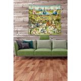 Pelangi Yeşil Panayırdaki Insanlar Leke Tutmaz Kadife Kumaş Duvar Örtüsü Duvar Halısı Tapestry KWLL347, 140 x 140