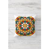 Pelangi Yıldız Desen Mandala Çift Tarafı Baskılı Gizli Fermuarlı Yastık Kılıfı Kırlent Koltuk Yastık Kılıfı, sarı-turkuaz 45 x 45, 2469183345451