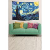 Pelangi Yıldızlı Geceler Van Gogh Desenli Leke Tutmaz Kadife Dokulu Kumaş Duvar Örtüsü Duvar Halısı Tapestry WLL123, 100 x 140