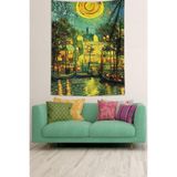 Pelangi Yıldızlı Geceler Van Gogh Leke Tutmaz Kumaş Duvar Örtüsü Duvar Halısı Tapestry GOGH015, 70 x 100