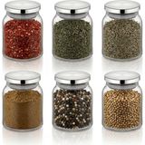 Pelenna 6 Adet 250 Ml. Vakumlu Metal Kapaklı Cam Kavanoz Baharatlık,şekerlik - Gri - Şeffaf