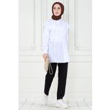 Pelerinli İncili Tunik-Beyaz