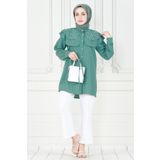 Pelerinli İncili Tunik-Mint Yeşili