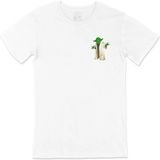 Pelerinli Yoda Star Wars Cep Logo Tasarımlı Beyaz Tişört - XL