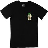 Pelerinli Yoda Star Wars Cep Logo Tasarımlı Siyah Tişört