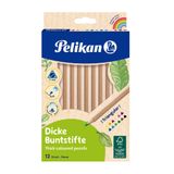 Pelikan 700047 12 Renk Jumbo Üçgen Ahşap Gövdeli Kuruboya Kalemi