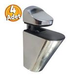Pelikan Ayarlanabilir Etajer Cam Tutucu Ahşap Raf Tutucu Cam Etejeri Metal Vidalı Krom ( 4 Adet)