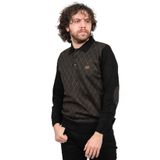 Pelikan Çizgili Dirsek Detaylı Polo Yaka Kazak, M, 8015720177405, Siyah, Erkek