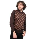 Pelikan Desenli Polo Yaka Kazak, L, 8015720177428, Kahverengi, Erkek