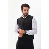 Pelikan Erkek Desenli V Yaka Süveter 9602 Füme