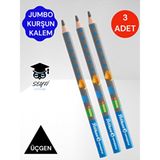 Pelikan Jumbo Üçgen Kurşun Kalem 3 Adet Combino Hayvan Desenli Başlangıç Kalemi B Derece - Mavi