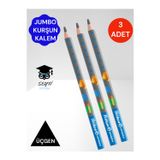 Pelikan Jumbo Üçgen Kurşun Kalem 3 Adet Combino Hayvan Desenli Başlangıç Kalemi B Derece