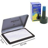 Pelikan Mavi Istampa Mürekkebi ve Orta Boy Metal Istampa 1 Adet