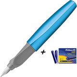 Pelikan Metalik Buz Mavi Dolma Kalem & Pelikan 6'lı Mavi Kartuş